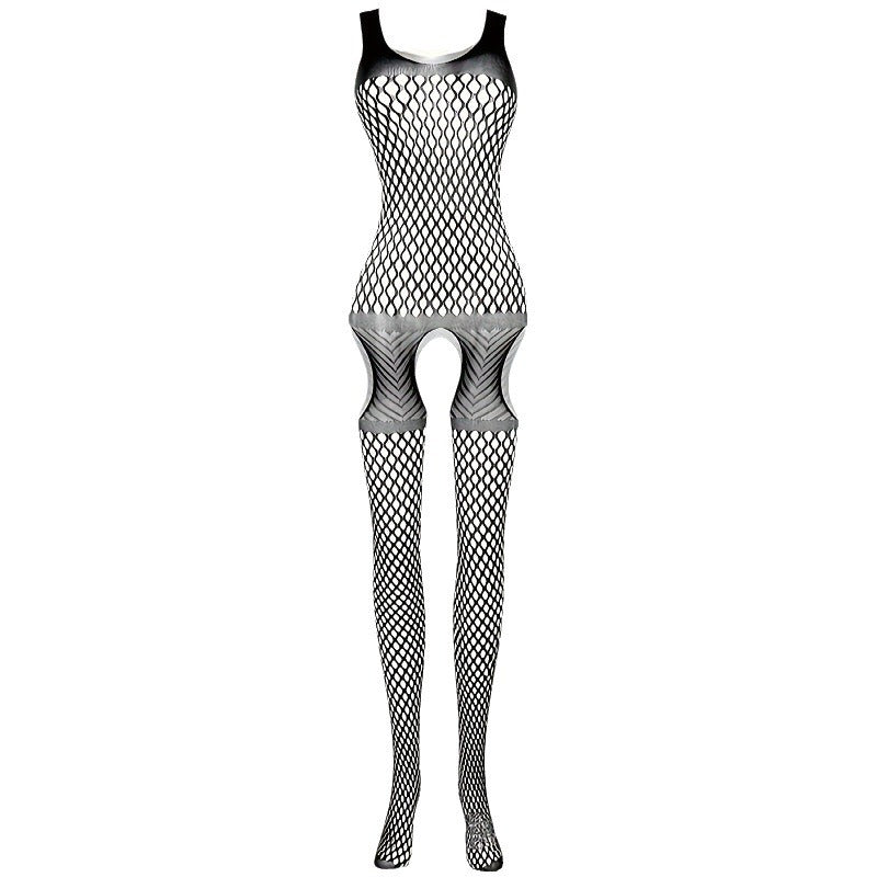 Yue Die's new European and American sex stockings open pajamas sexy tight mesh high-waisted mesh clothes wisp hollow multicolor 9600