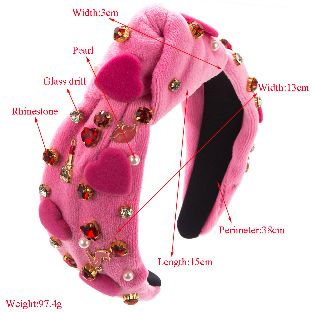 European and American new baroque headbands, hand-stitched glass diamonds, inlaid love accessories, high skull top, wide-brimmed hair accessories, cross-border wholesale