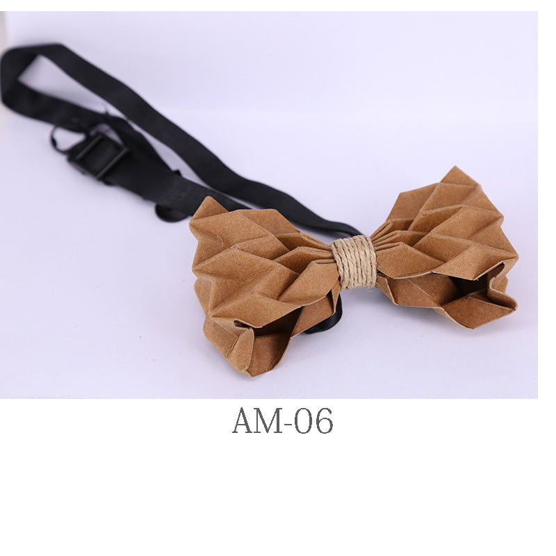 men's suit origami washed recycled paper star with kraft paper bow tie men's gift clay wood box