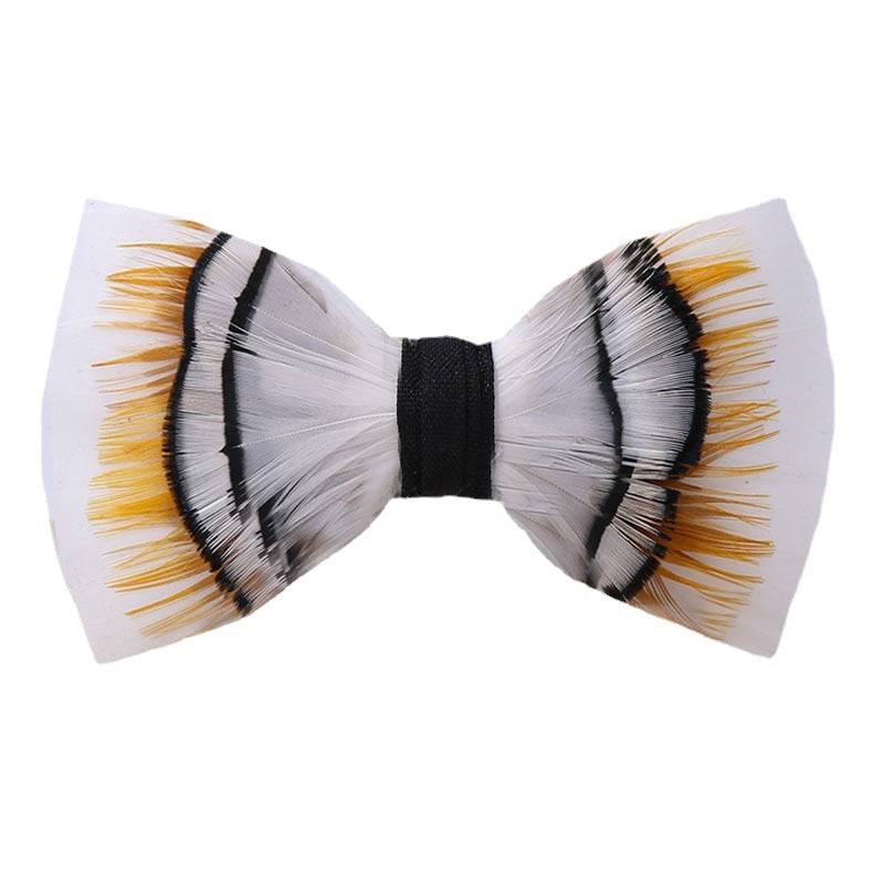 white feather male bow tie men and women wedding bow bow men's bow tie best man presided over the flower tie