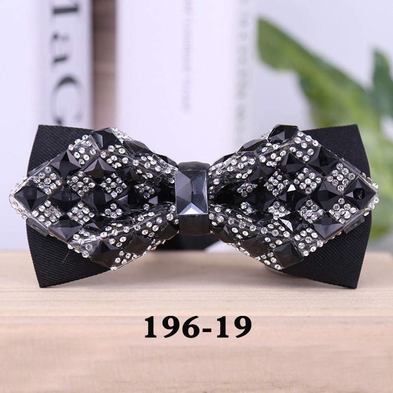 196 rectangular blue crystal bow tie male wedding party suit suit formal dress collar flower man crystal bow