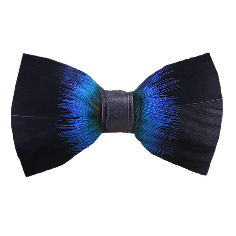 241 Peacock Blue Feather Man Hosts the Party Groom Groomsman Group Butterfly Wedding Bow Tie Spot