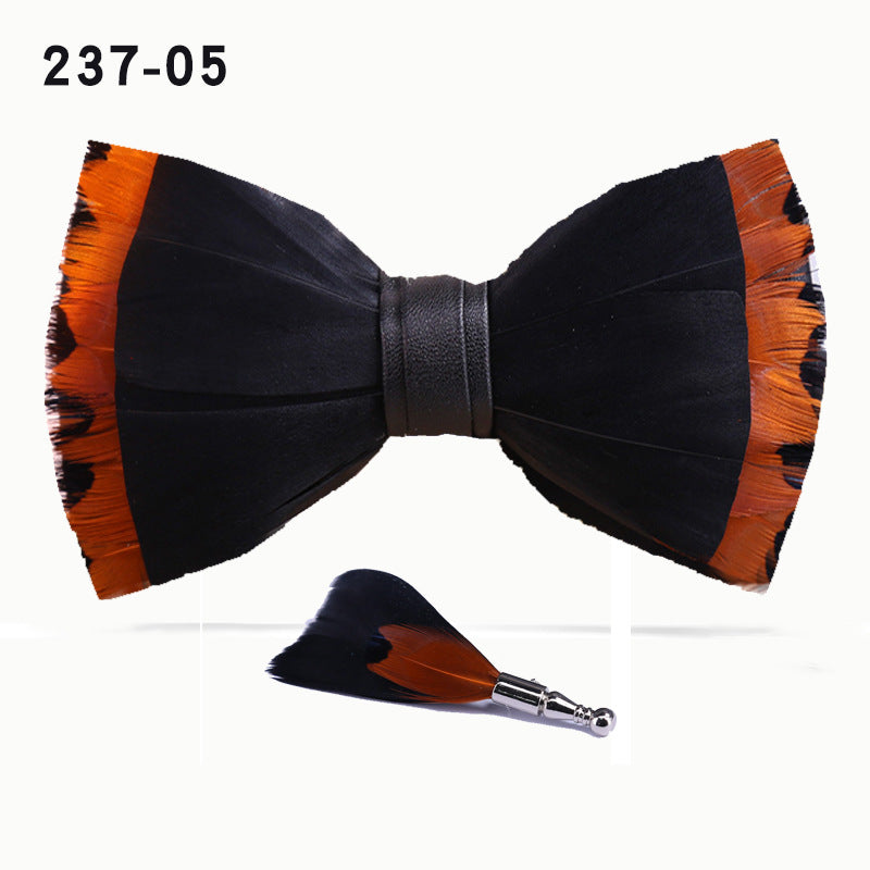 red feather bow tie for men's wedding banquet, suit accessories, shirt with box bow