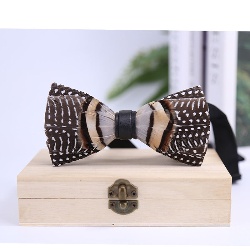 258 black and white dot khaki feather wedding groom groomsman butterfly wedding shirt male bow tie flower collar