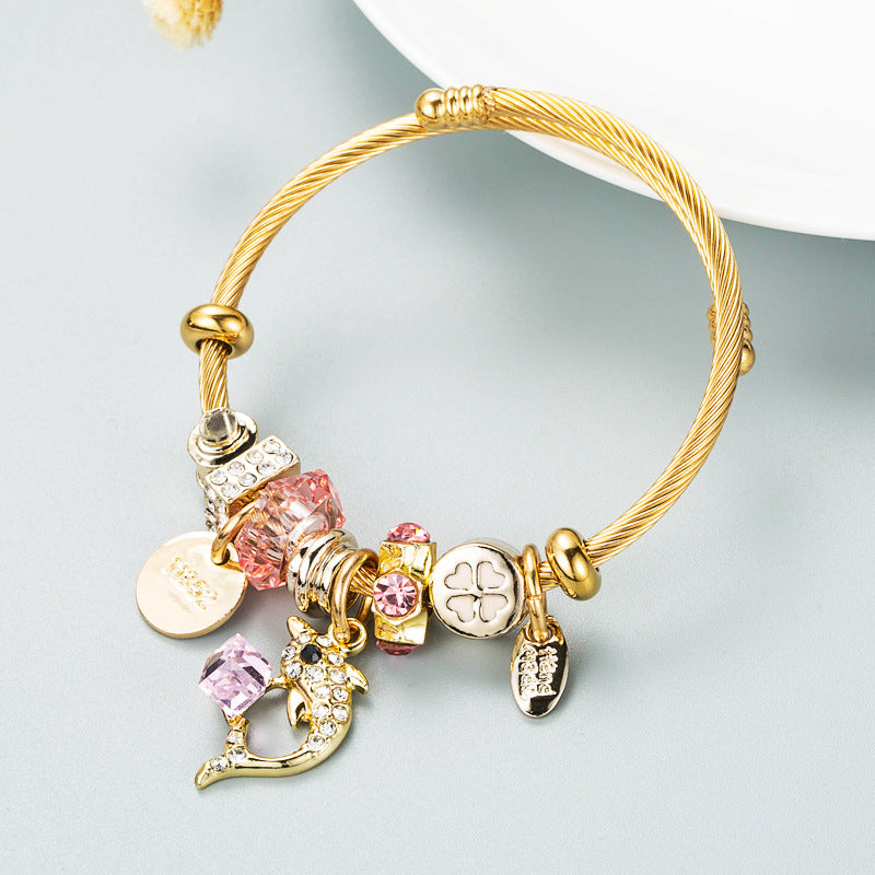 European and American fashion trends, niche designs, personalized DIY multi-element bracelets, women's simple gold bracelets, bracelets, accessories