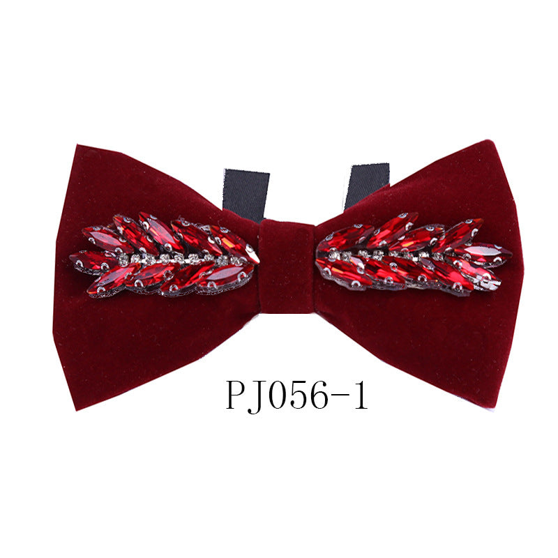 Crystal Leaf Suede Classic Bow Korean Business White Shirt Bow Tie Flower