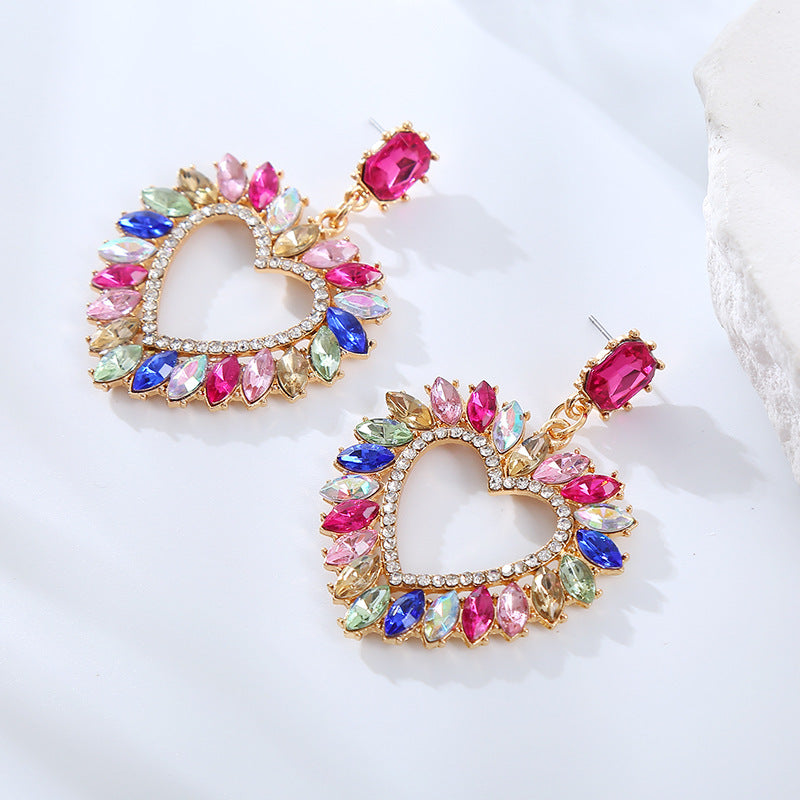 European and American cute sweet princess versatile earrings niche Hong Kong style new color peach heart premium earrings female wholesale