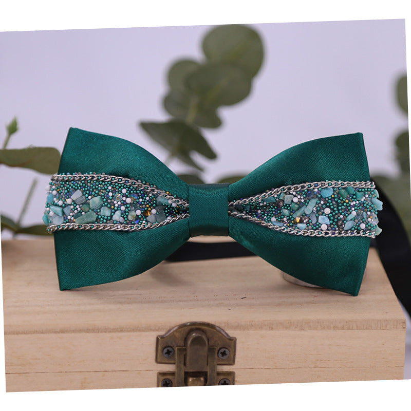 830 bow tie male rhinestone blue butterfly wedding ceremony groom master of ceremonies presided over crystal children's dress collar flowers