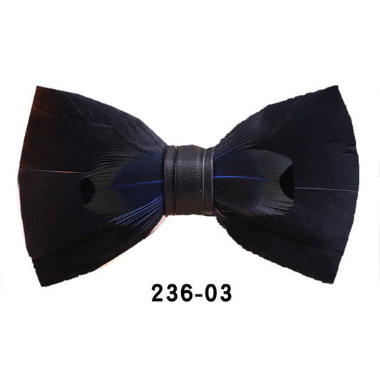 236 Black Feather Wedding Groom Groomsmen Group Men's Wedding Pot Butterfly Wedding Bow Tie Flowers