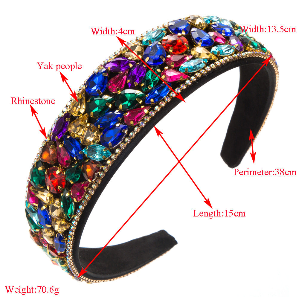 European and American new fashion baroque headbands women's full diamond retro wide-brimmed temperament versatile prom headband hair accessories wholesale