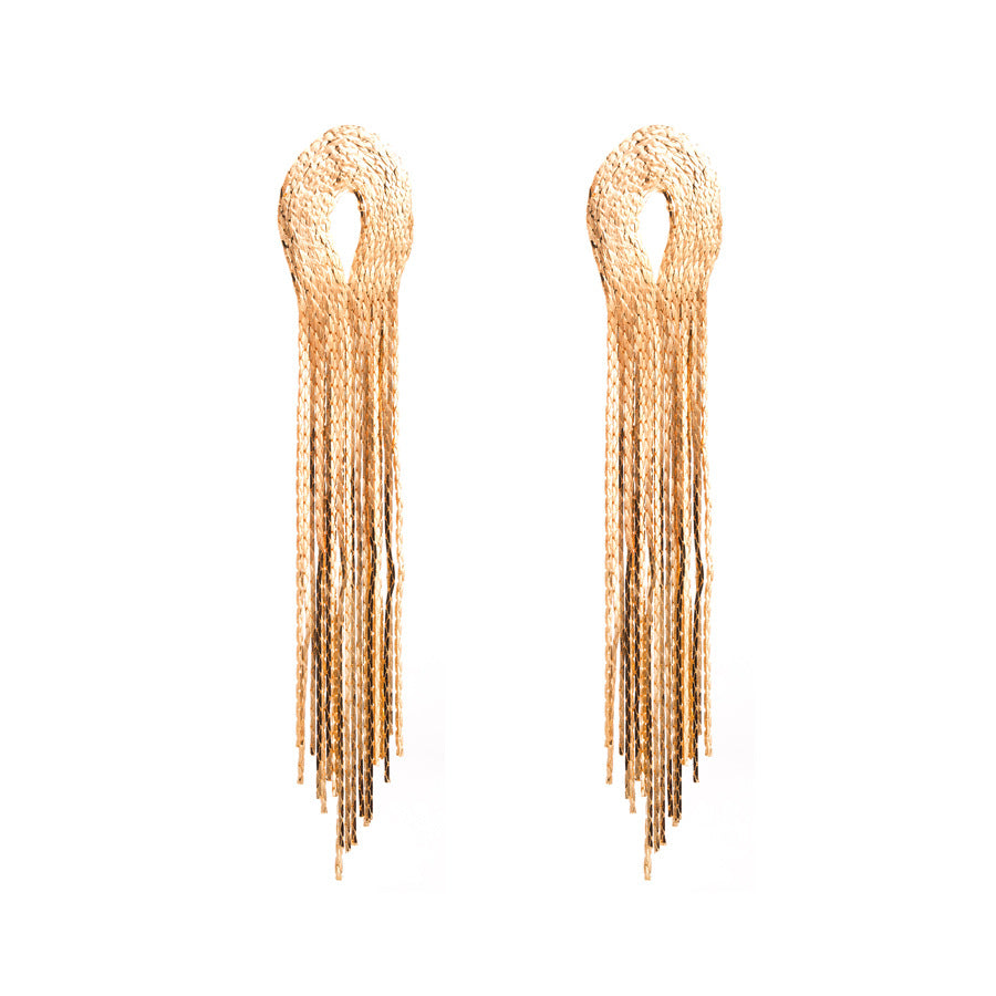 Cross-border fashion new earrings women's retro tassels long temperament niche earrings versatile luxury gold earrings