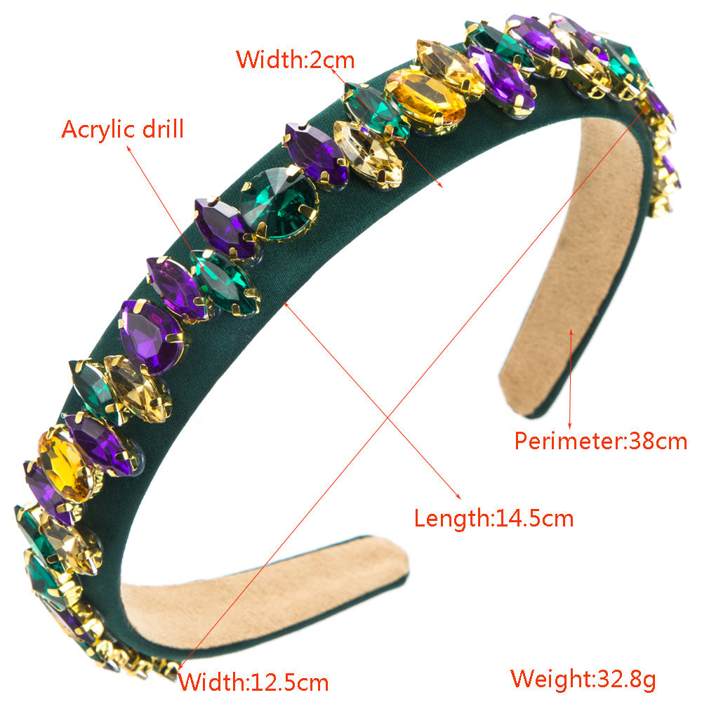 Cross-border fashion trend, new thin-edged headbands, women's baroque personality, special-shaped colored diamonds, temperament, party headbands, hair accessories