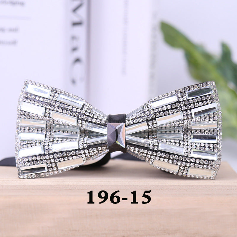 196 rectangular blue crystal bow tie male wedding party suit suit formal dress collar flower man crystal bow