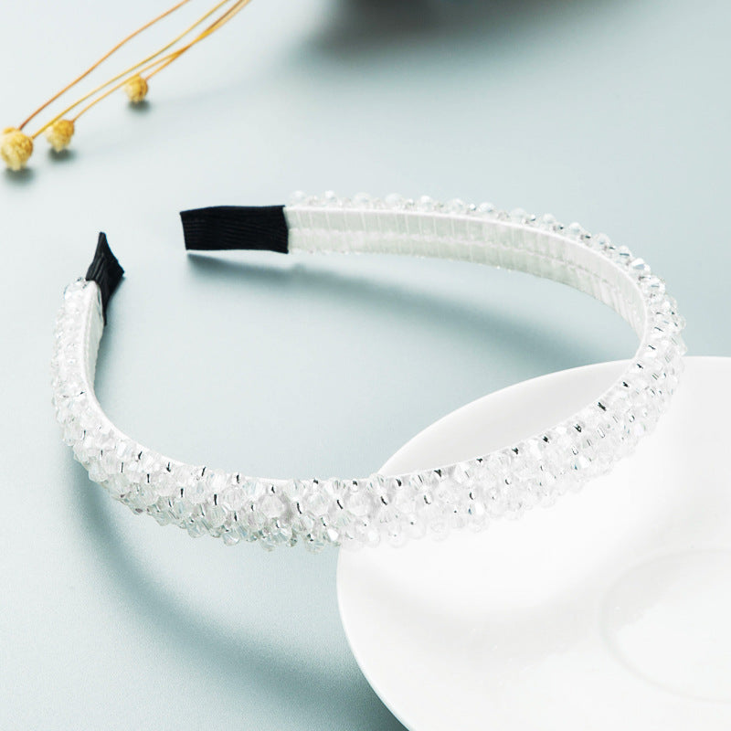 Heming headband Korean version of the new hairpin with thin edge crystal handmade beads, fashionable and simple hair pressure face band headband accessories