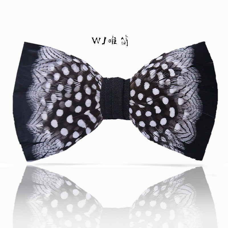 230 Black and White Classic Pearl Polka Dot Feather Best Man Group Pot Butterfly Wedding Bow Tie Shirt Collar Flower