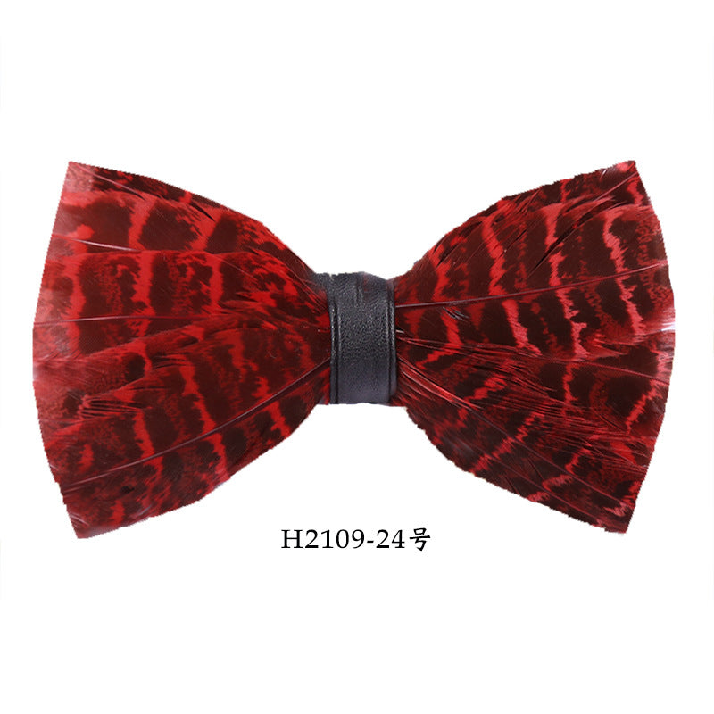 fashion feather multi-color bow tie men's wedding business party shirt collar flower bow tie