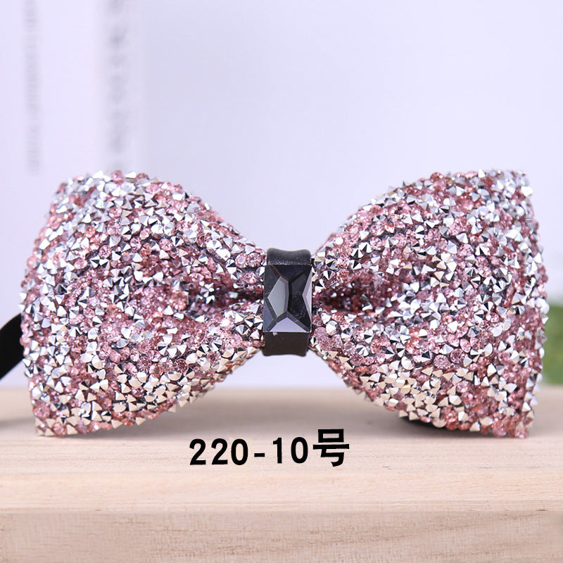 multi-color bow tie crystal starry rhinestone banquet nightclub super flash diamond wedding groom clay collar