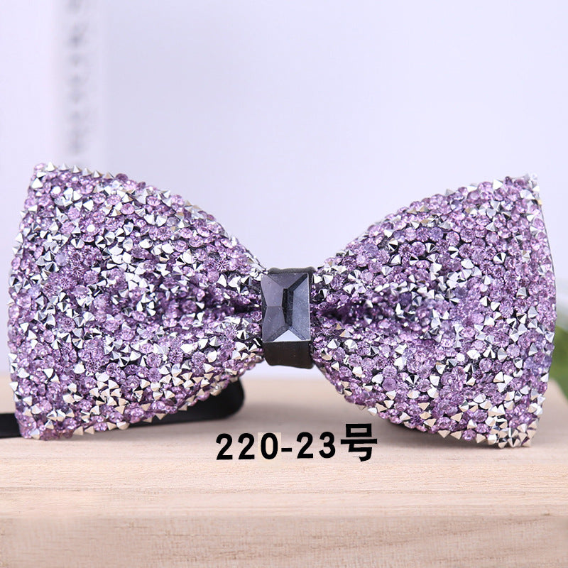 multi-color bow tie crystal starry rhinestone banquet nightclub super flash diamond wedding groom clay collar