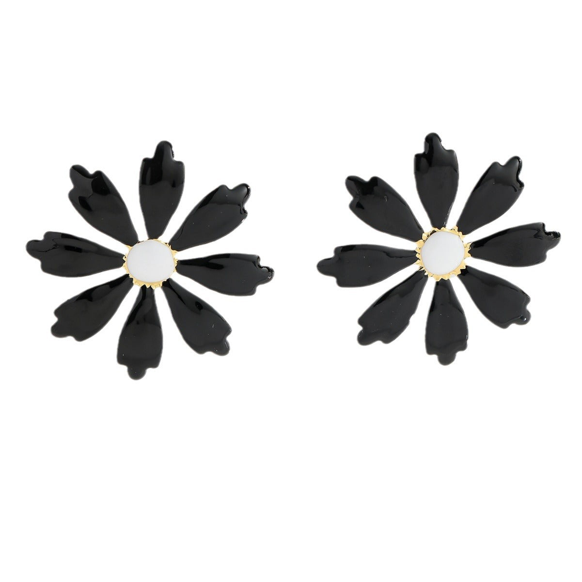 The new European and American summer temperament metal dripping flower stud earrings are fashionable and versatile earrings