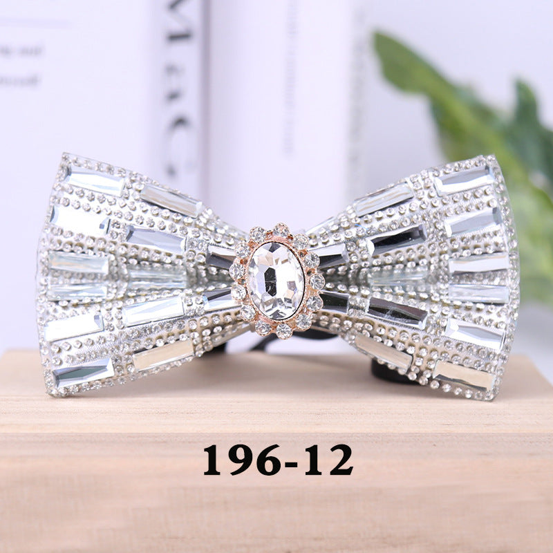 196 rectangular blue crystal bow tie male wedding party suit suit formal dress collar flower man crystal bow