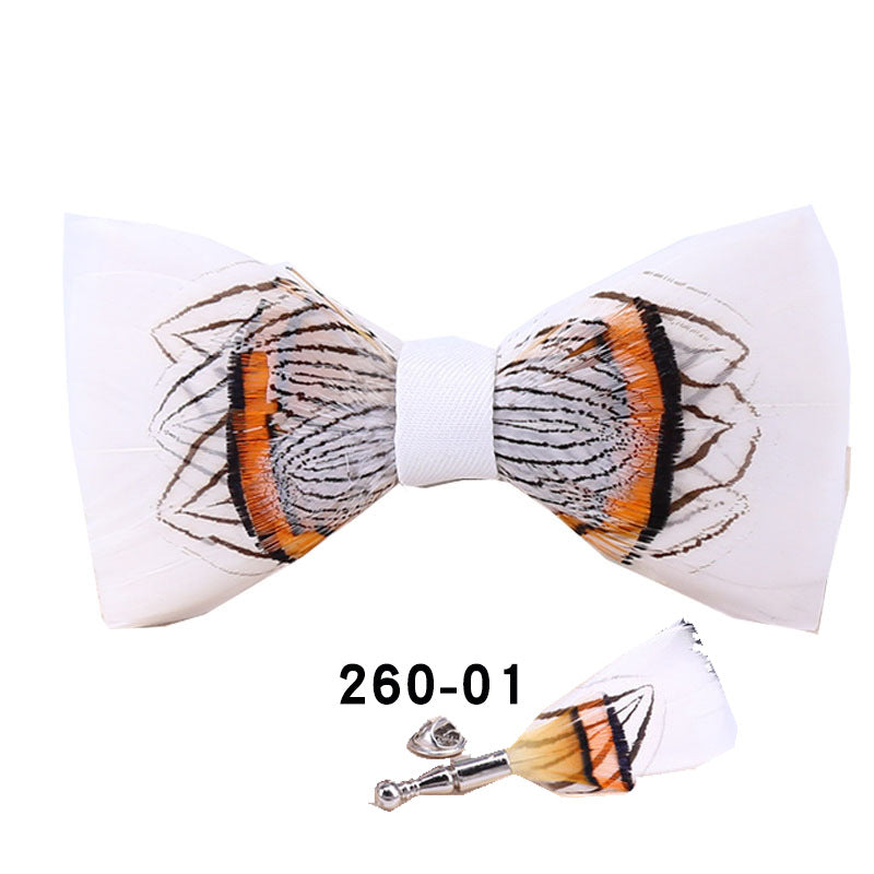 260 colorful feather bow tie men's wedding banquet clay suit accessories shirt with box bow