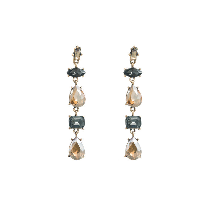 European and American trend new earrings Simple multi-layer alloy diamond temperament earrings 925 silver needle high-end ear jewelry