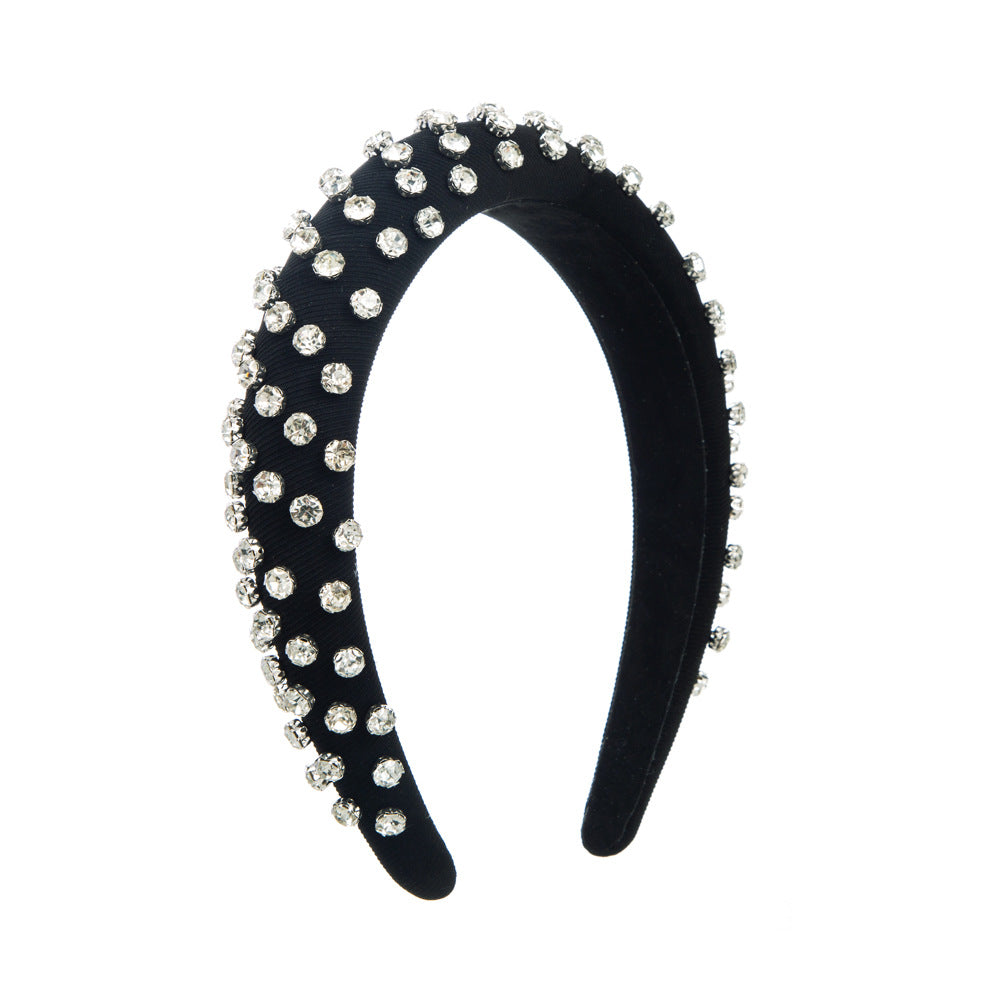 European and American new diamond-encrusted fashion temperament headbands color full of diamonds high-end sense headbands women's versatile multi-color hair accessories wholesale