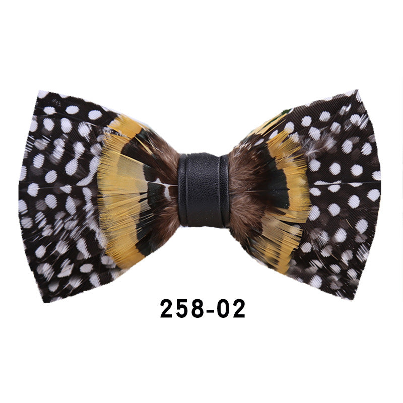 258 black and white dot khaki feather wedding groom groomsman butterfly wedding shirt male bow tie flower collar