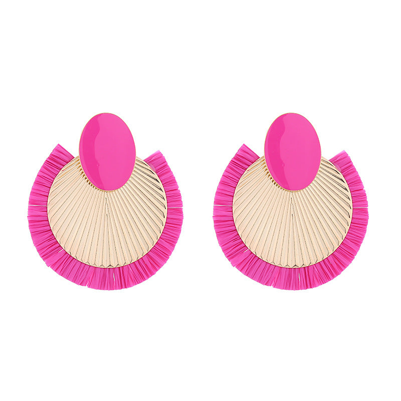 European and American new bohemian style Filberry earrings with exaggerated personality, fan-shaped niche high-end stud earrings