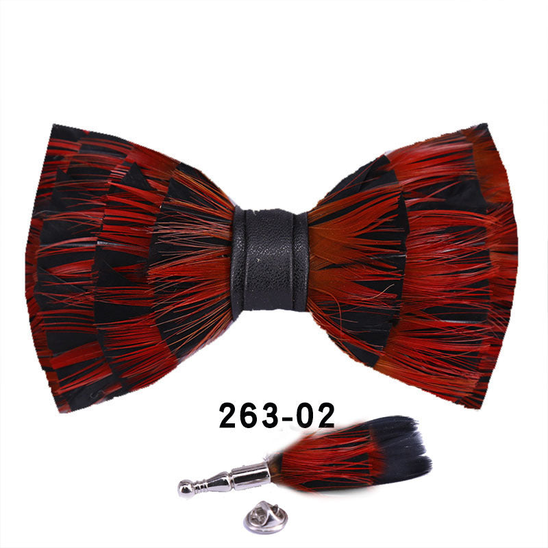 263 Gray Black Feather Bow Tie Men's Wedding Banquet Clay Suit Accessories Shirt With Box Bow