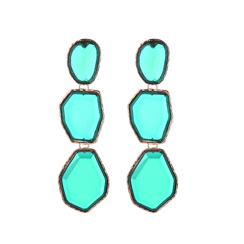 Fashion trend new alloy transparent resin earrings women's long multi-layer irregular geometric earrings wholesale