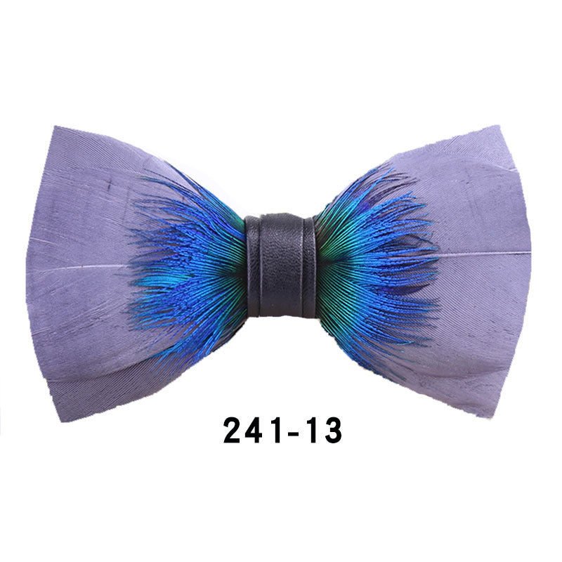 241 Peacock Blue Feather Man Hosts the Party Groom Groomsman Group Butterfly Wedding Bow Tie Spot