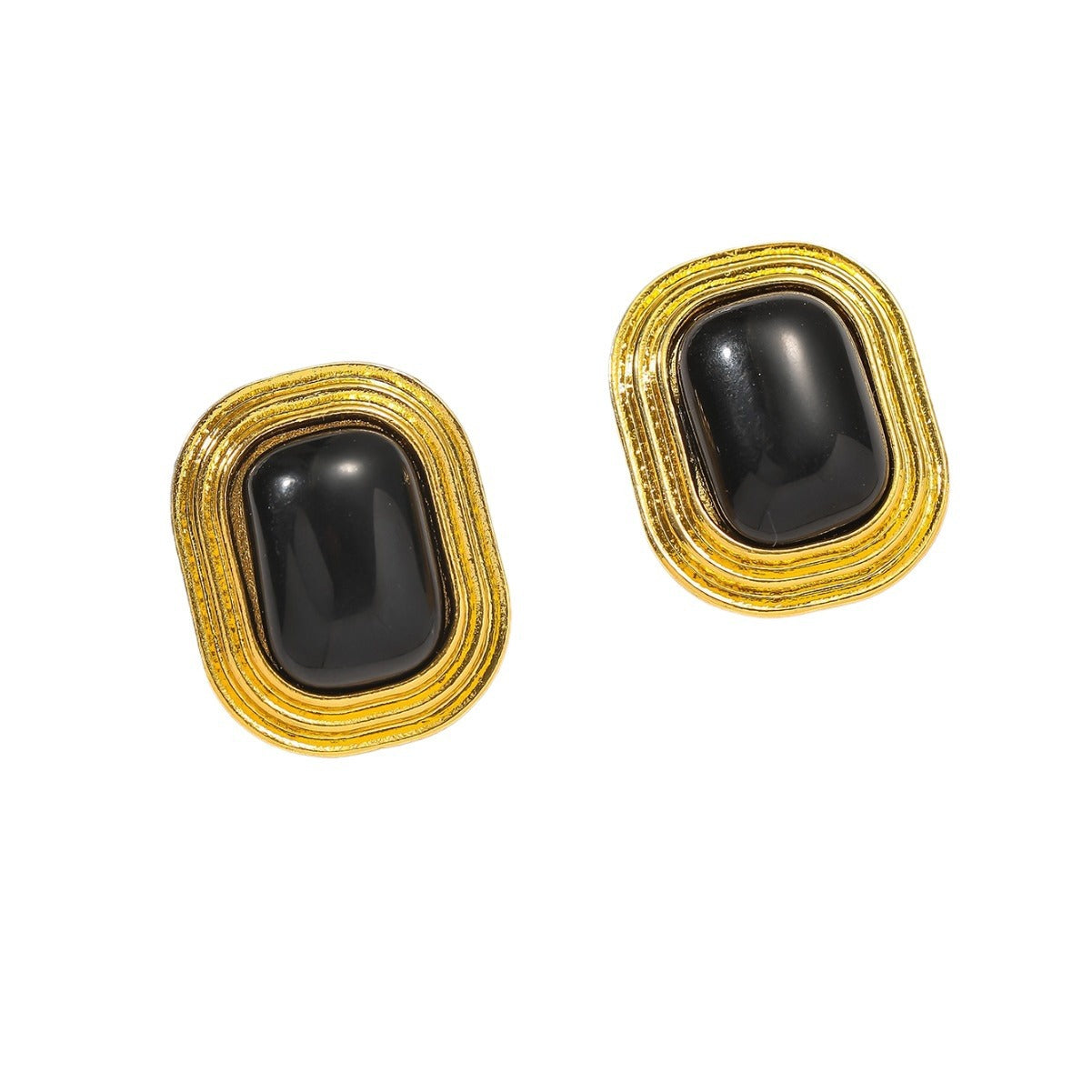 New summer fashion retro Hong Kong style temperament square stud earrings for old Asian gold drop shape earrings