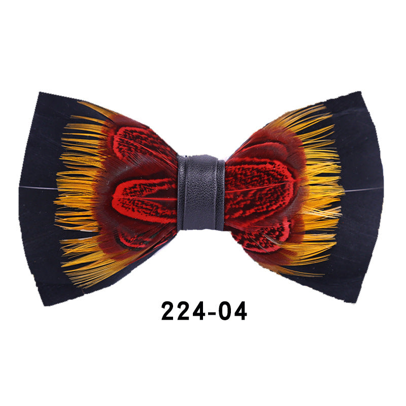 224 male bow tie, yellow feathers, banquet nightclub, wedding groom, shirt, claypot, wedding banquet bow