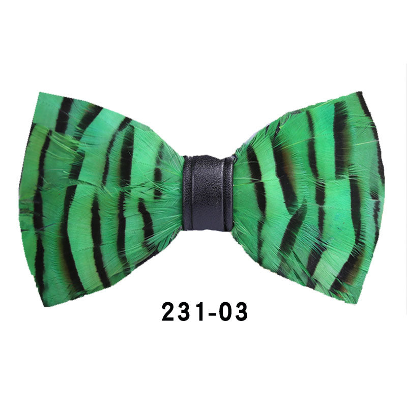 231 Green Feather Man Presided Over the Party Groom Groomsman Group Pot Butterfly Wedding Bow Tie Flowers