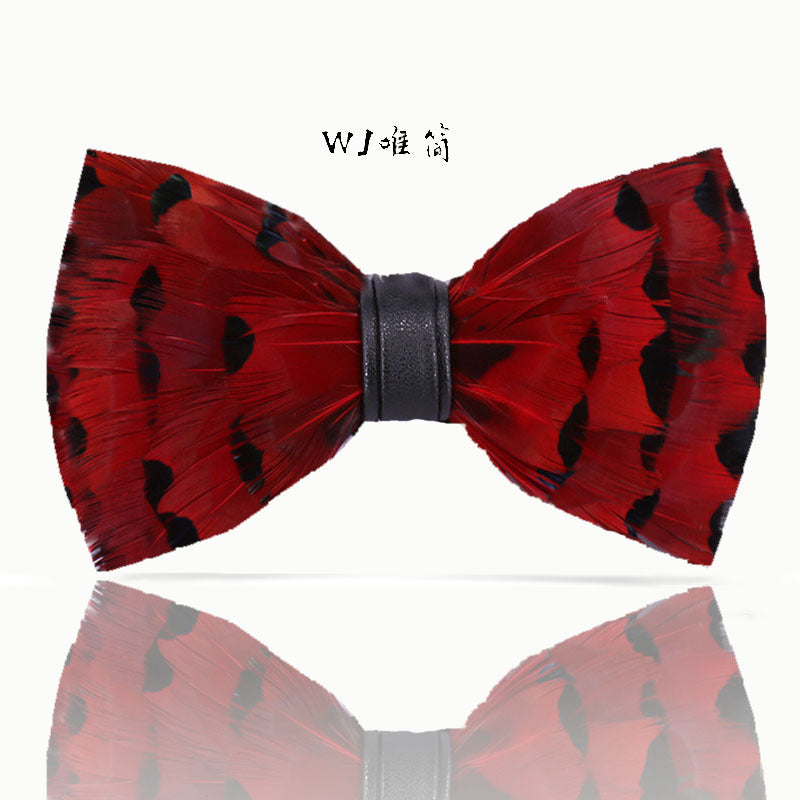 235 Red Feather Shirt Bow Tie Men Wedding Party Collar Yellow Suit Bow