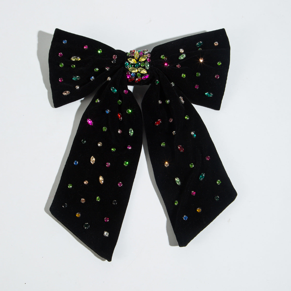 Korean new hairpins, flocked fabrics, hand-sewn diamonds, high-quality hairpins, spring clips, large bows, lady hair accessories