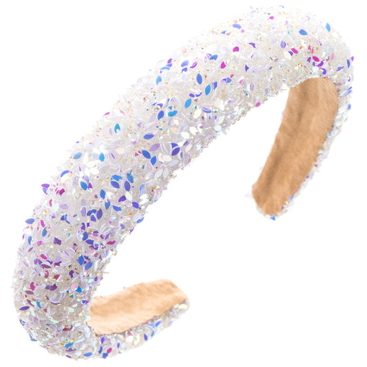 Internet celebrities with the same sponge headband, Korean high-end color sequins, high skull crown temperament, headband, versatile face wash hair accessories