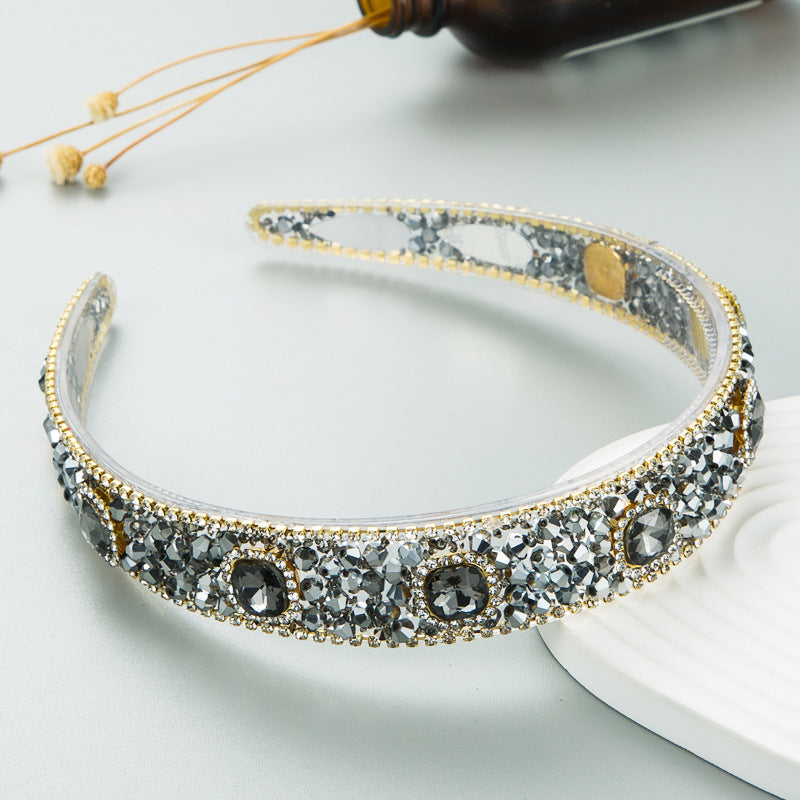 Heming headband Korean version of the new shiny glass diamond transparent thin edge toothed trend pressed hair ornament women cross-border wholesale