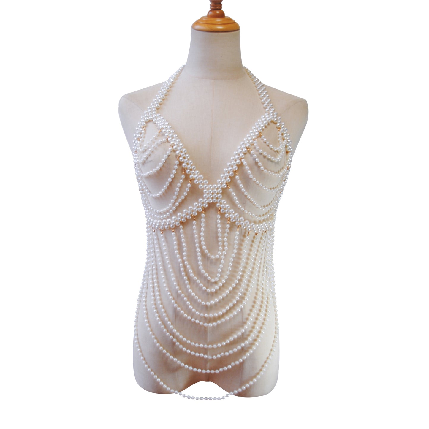 New European and American Jewelry, Fashion, Bridal Shawl, Dress, Chest Chain, Exaggerated Multi-layered Pearls, Sexy Chest Ornament, Body Chain