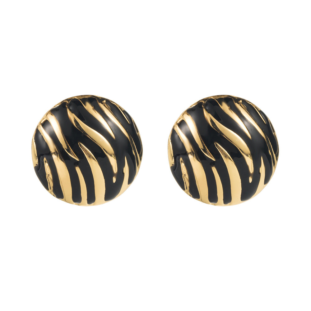 Cross-border European and American fashion atmosphere stud alloy dripping oil zebra print temperament high quality earrings red love earrings