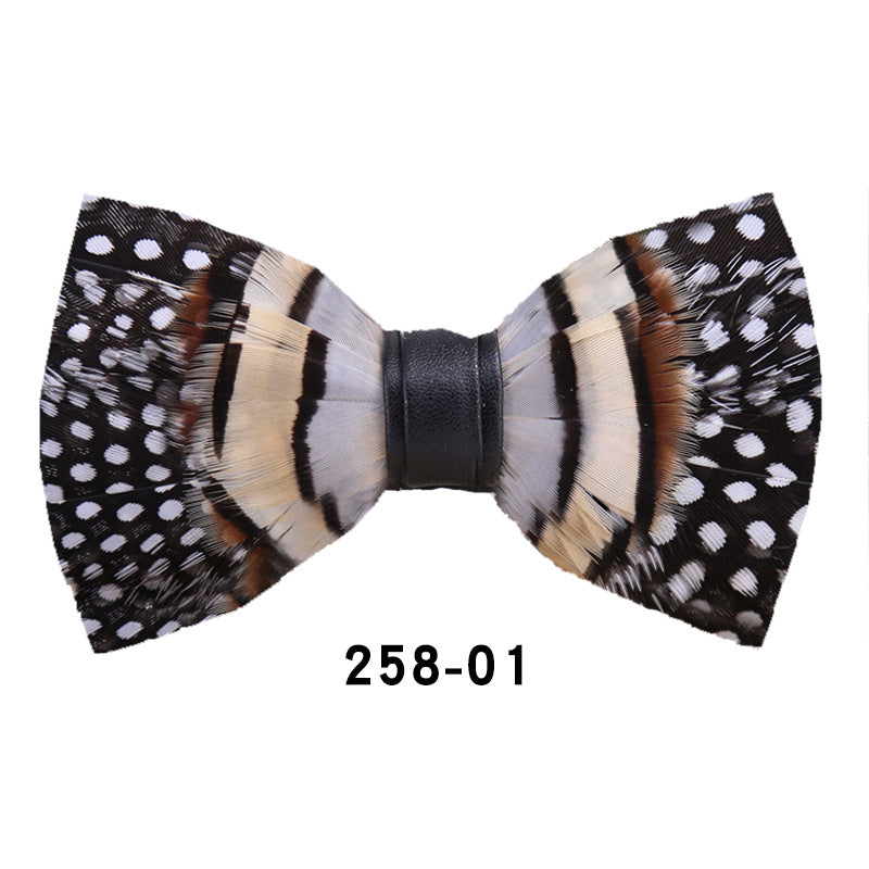 258 black and white dot khaki feather wedding groom groomsman butterfly wedding shirt male bow tie flower collar