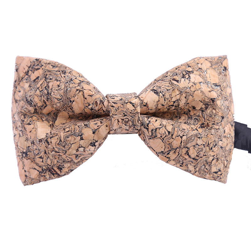 Men's Wood Grain Bow Tie Casual Sawdust Bow Wedding Show Host Shirt Dress Formal Wear Collar Flower
