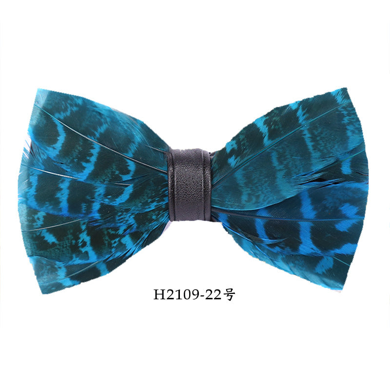 fashion feather multi-color bow tie men's wedding business party shirt collar flower bow tie