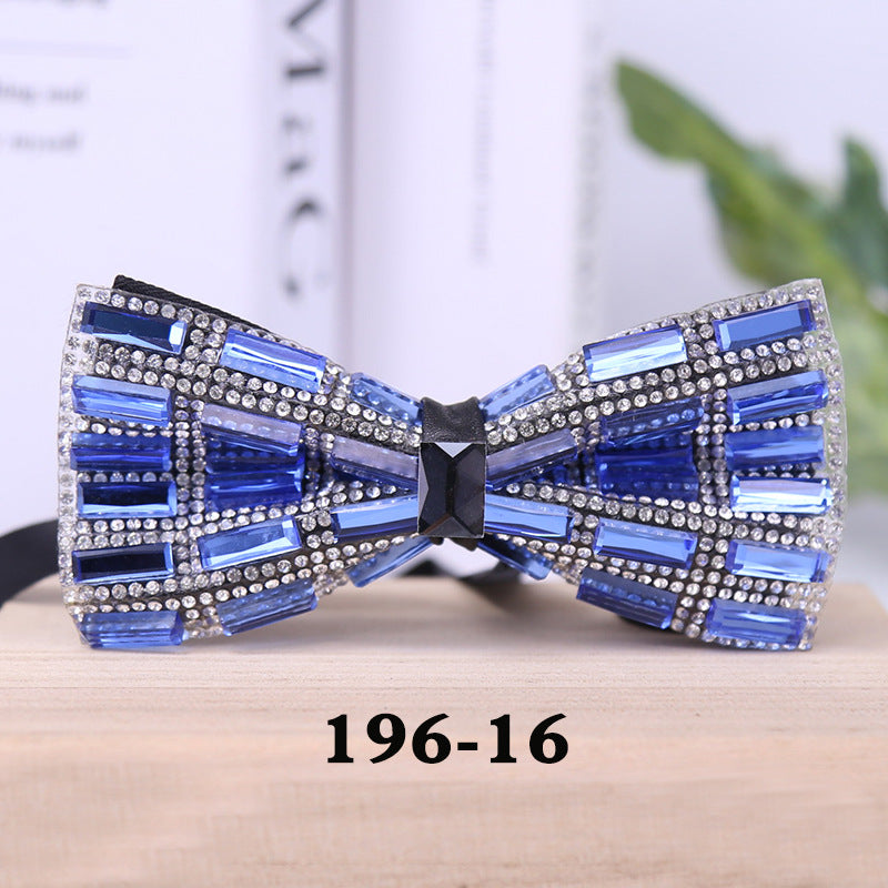 196 rectangular blue crystal bow tie male wedding party suit suit formal dress collar flower man crystal bow