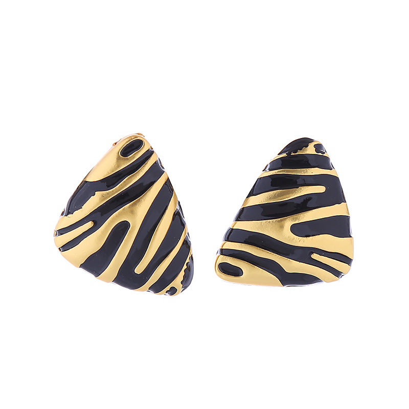 European and American new vintage earrings geometric triangle retro alloy zebra print simple fashion and versatile earrings wholesale