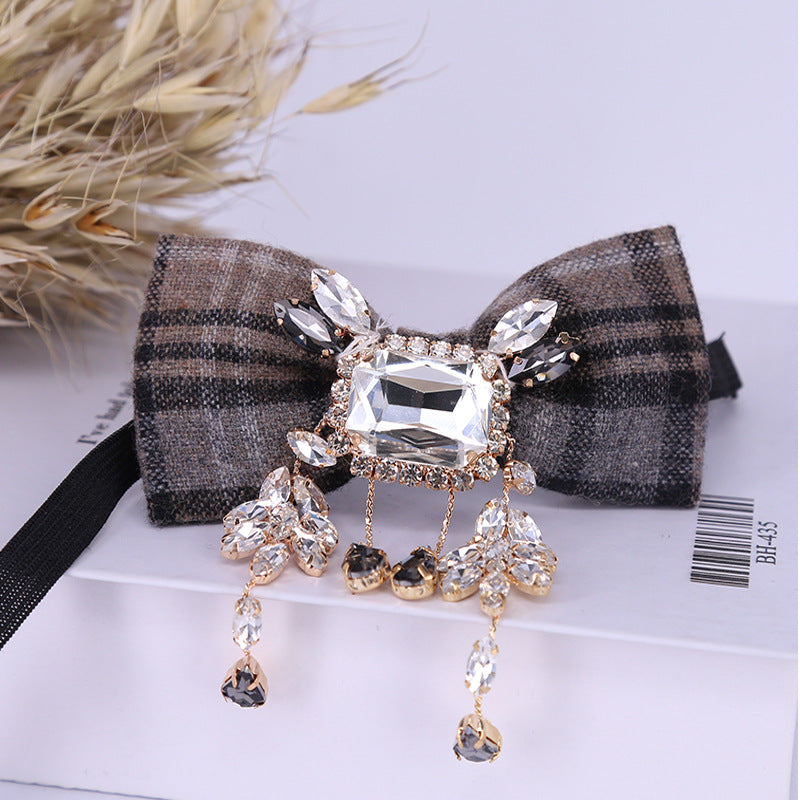 Collar flower female British college style student bow bow stewardess bank occupation bow tie shirt accessories collar flower check red