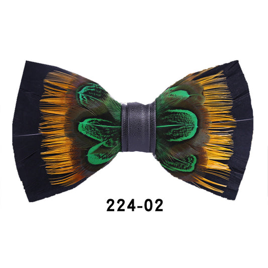 men's bow tie yellow feather banquet nightclub wedding groom's shirt on pot wedding banquet bow