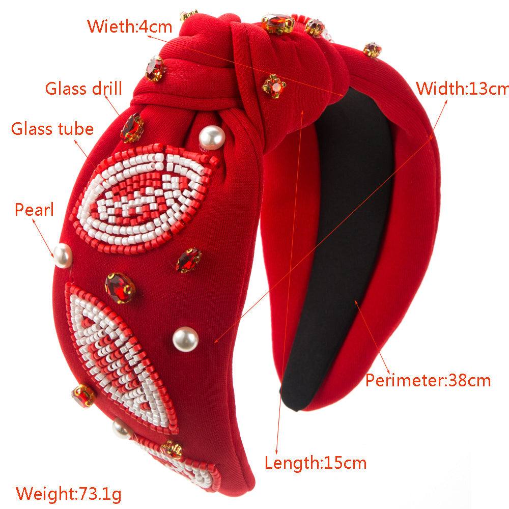 Cross-border exclusive for Amazon's popular headbands, high-quality hand-sewn rugby headbands, and rhinestone pearl hair accessories