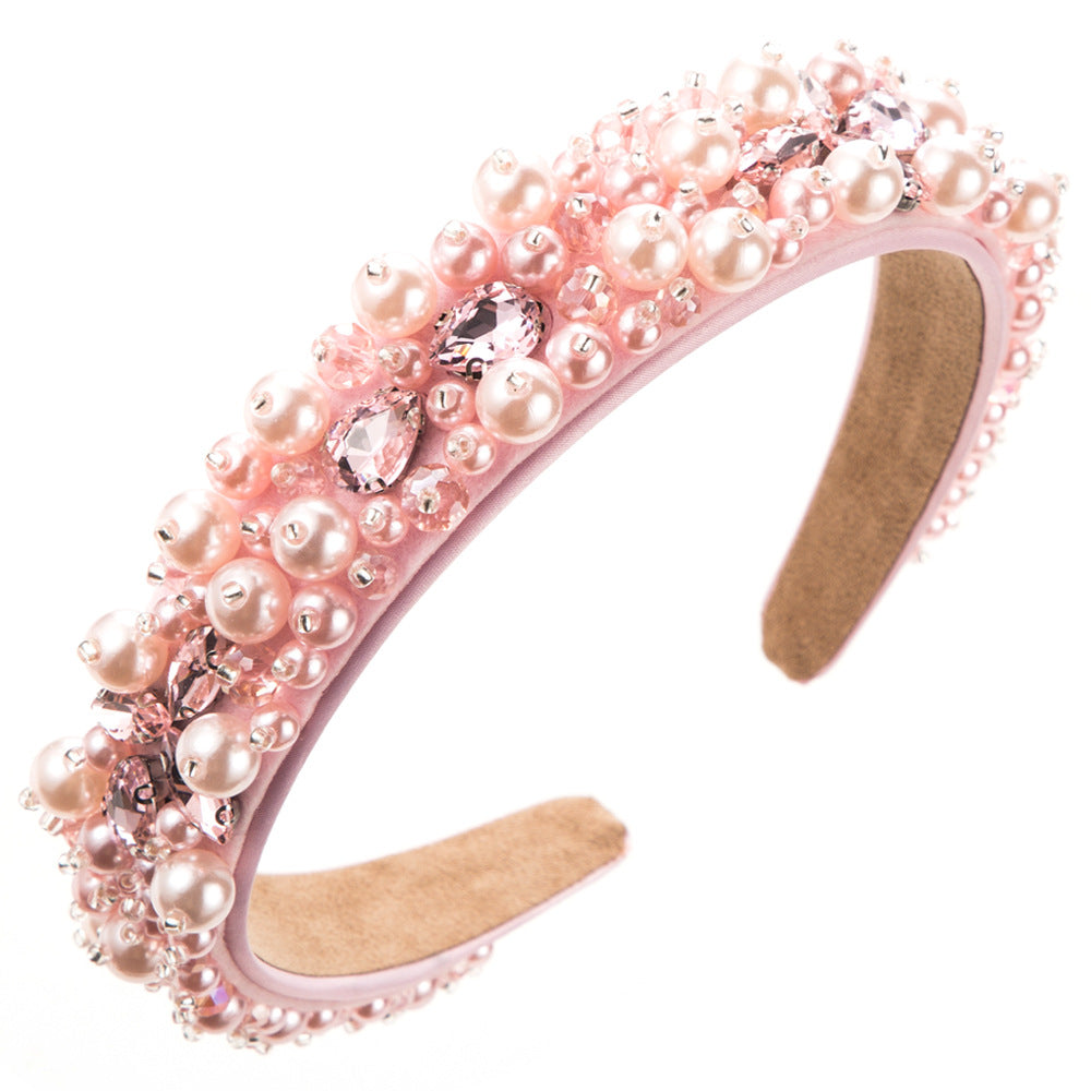 European and American hand-woven beaded headbands, baroque diamond-encrusted headbands, simple, fashionable, versatile, high-end hair accessories wholesale